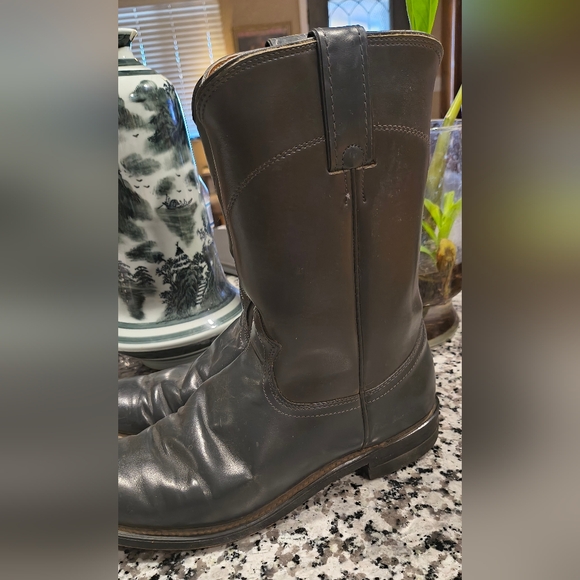 Justin Diamond J Sz 8 Black Leather Western Boots - Picture 3 of 8